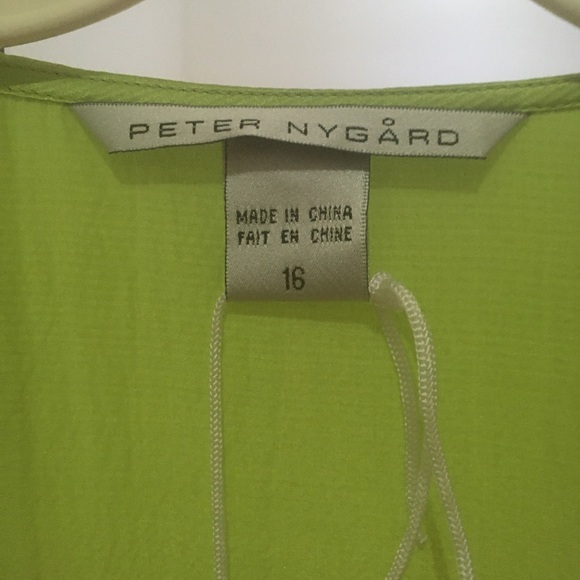 Size 16 silk and cotton blend blouse from Peter Nygard in lime green - Picture 2 of 8